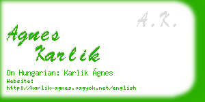agnes karlik business card