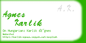 agnes karlik business card